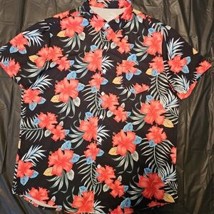 Floral Black and Blood Orange Men's Shirt & Shorts